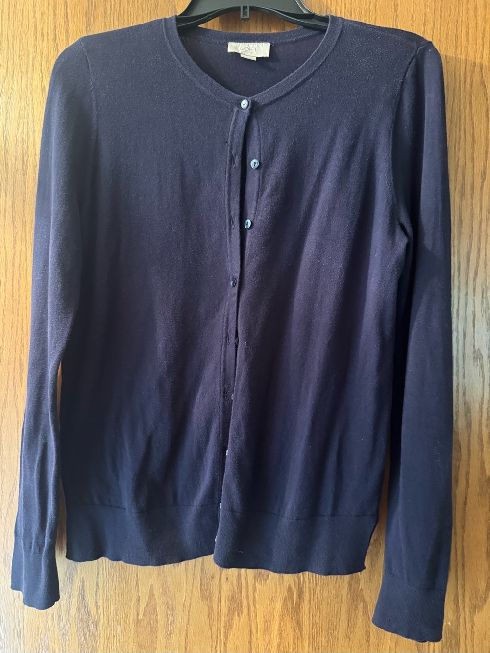 Loft Outlet Classic Navy Crewneck Cardigan Sweater